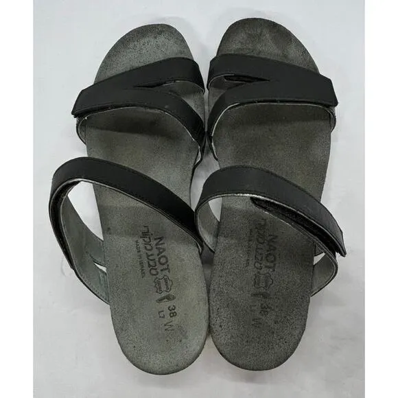 Naot Whetu Black Leather/Patent Leather Womens Sandals Size 38 7.5 US Orthopedic