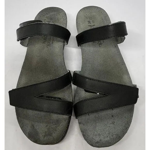 Naot Whetu Black Leather/Patent Leather Womens Sandals Size 38 7.5 US Orthopedic