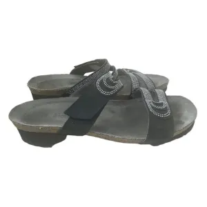 Naot Women's Ainsley Black Jewelled Leather Comfort Slide Sandals Sz EU 41/US 10