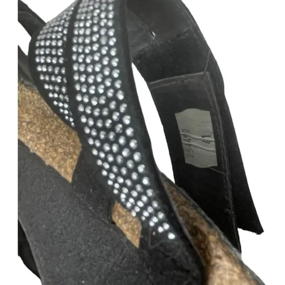 Naot Women's Ainsley Black Jewelled Leather Comfort Slide Sandals Sz EU 41/US 10