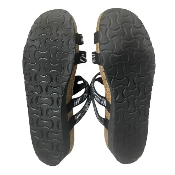 Naot Women's Ainsley Black Jewelled Leather Comfort Slide Sandals Sz EU 41/US 10