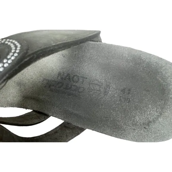 Naot Women's Ainsley Black Jewelled Leather Comfort Slide Sandals Sz EU 41/US 10
