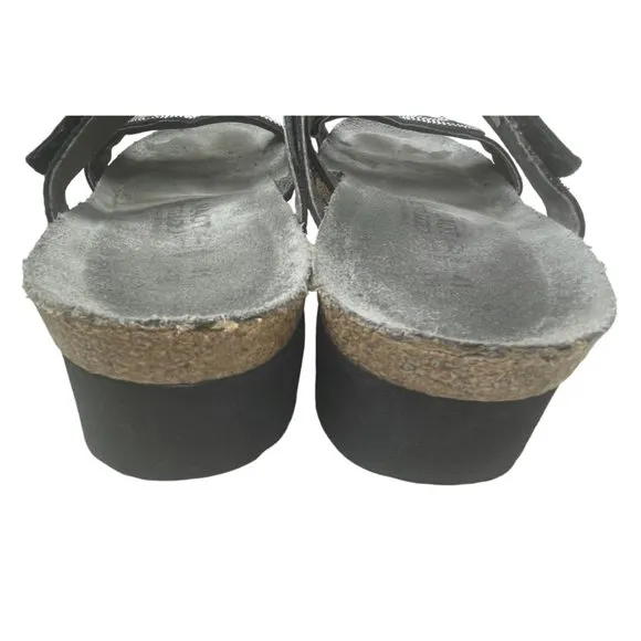 Naot Women's Ainsley Black Jewelled Leather Comfort Slide Sandals Sz EU 41/US 10