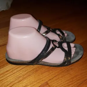 Naot Black Leather Slip-On Sandals