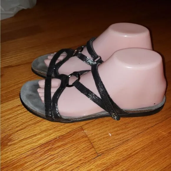 Naot Black Leather Slip-On Sandals