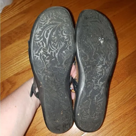 Naot Black Leather Slip-On Sandals