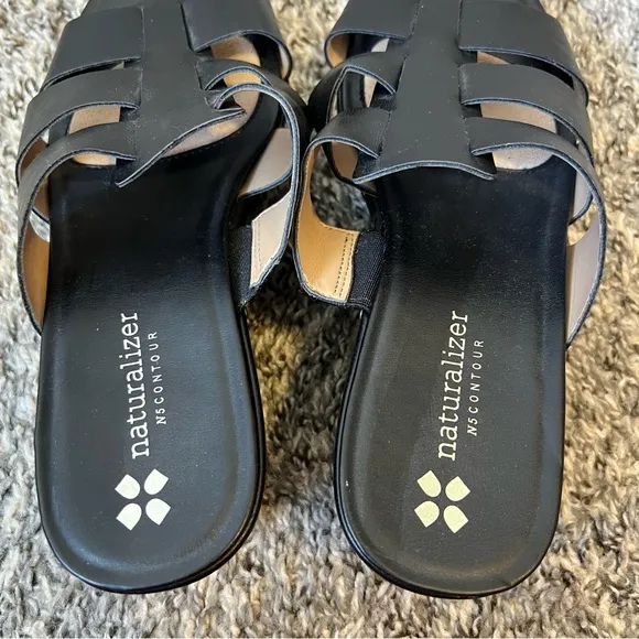 Naturalizer Women’s Black‎ Slide Sandals With Heel Size 8.5