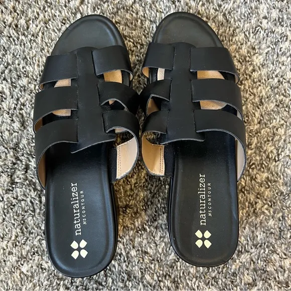 Naturalizer Women’s Black‎ Slide Sandals With Heel Size 8.5