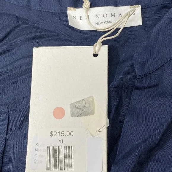 Neu Nomads Women's Kerala Shirt Dress Navy Blue Size XL Knee Length V-Neck - NWT