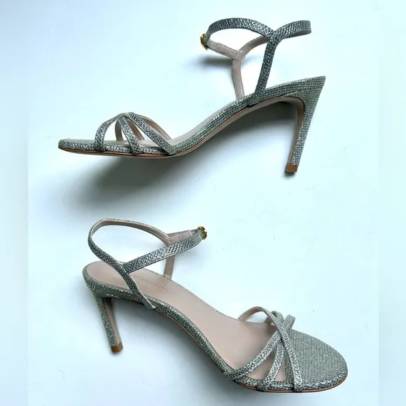 Never Worn Stuart Weitzman Starla Glitter Sandals 80 mm, size 7