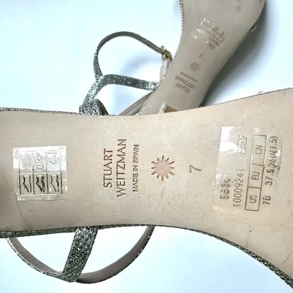 Never Worn Stuart Weitzman Starla Glitter Sandals 80 mm, size 7