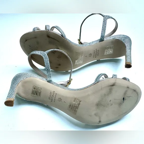Never Worn Stuart Weitzman Starla Glitter Sandals 80 mm, size 7