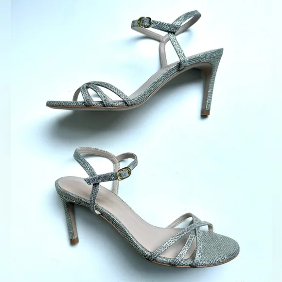 Never Worn Stuart Weitzman Starla Glitter Sandals 80 mm, size 7