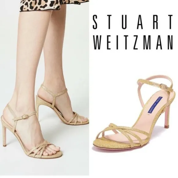 Never Worn Stuart Weitzman Starla Glitter Sandals 80 mm, size 7