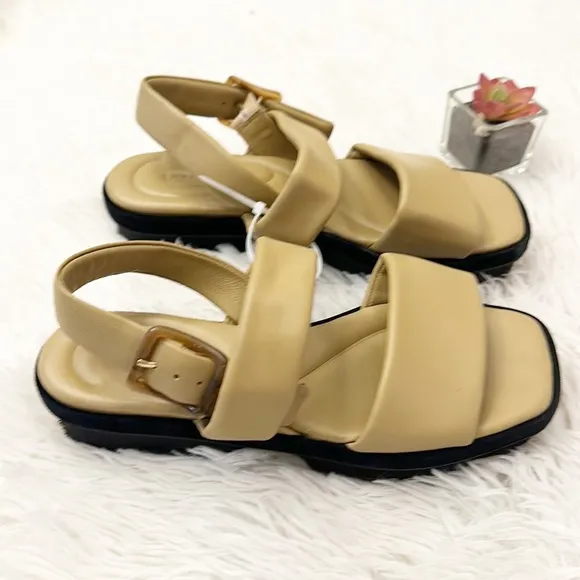 NEW $280 VINCE Bowie Slingback Lug Sole Leather Cushion sandals women size 8.5