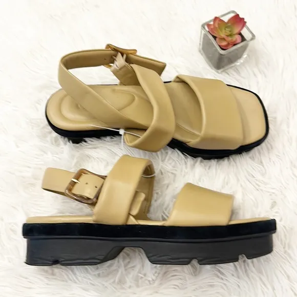 NEW $280 VINCE Bowie Slingback Lug Sole Leather Cushion sandals women size 8.5