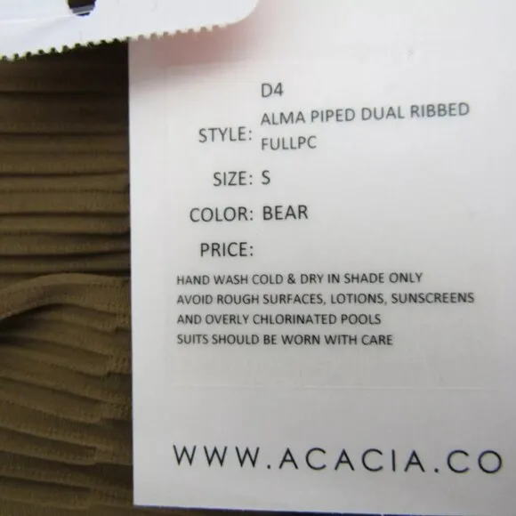 NEW ACACIA Womens Alma Piped Double Ribbed Tennis Dress Size S Bear Green