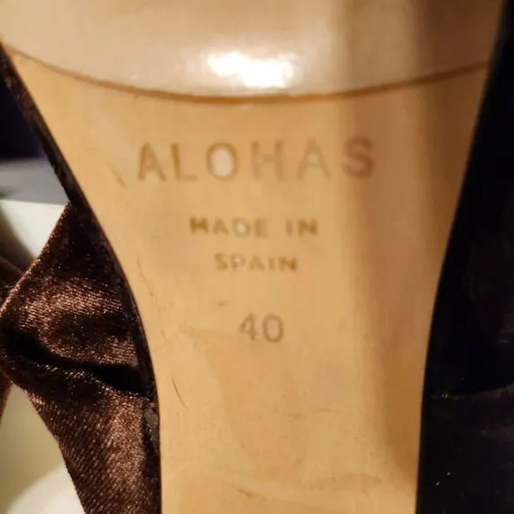 New Alohas for Anthropologie Brown Velvet Puffy Strap Mules Sz.10/40 Ret.$180