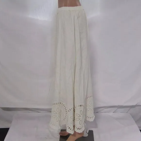 NEW &amp; Other Stories Women's Skirt Embroidered Linen Midi  White Size S