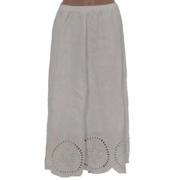 NEW &amp; Other Stories Women's Skirt Embroidered Linen Midi  White Size S
