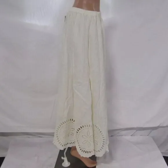 NEW &amp; Other Stories Women's Skirt Embroidered Linen Midi  White Size S