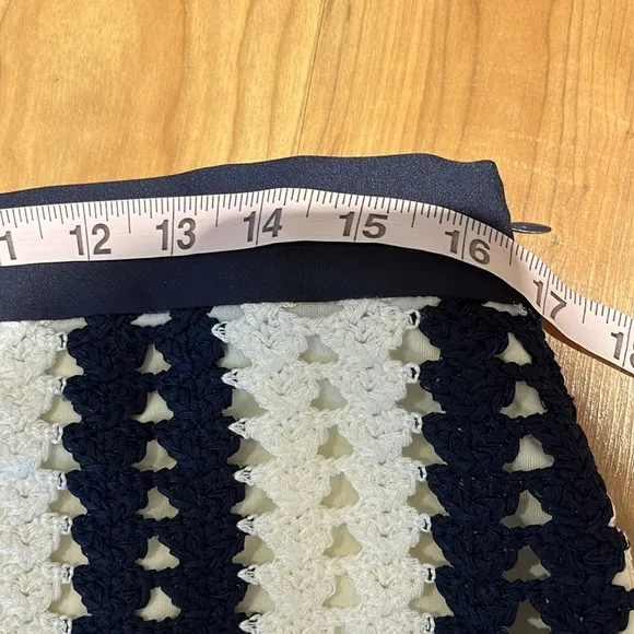 NEW! Anthropologie Eva Franco midi crochet skirt cream and navy stripe L