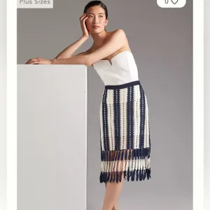 NEW! Anthropologie Eva Franco midi crochet skirt cream and navy stripe L