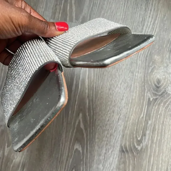 NEW Anthropologie Vicenza Metallic Slide Sandals