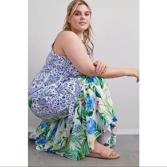 NEW Anthropologie Maeve Bouquet Flounced Maxi Dress X-Small &amp; Small &amp; Medium