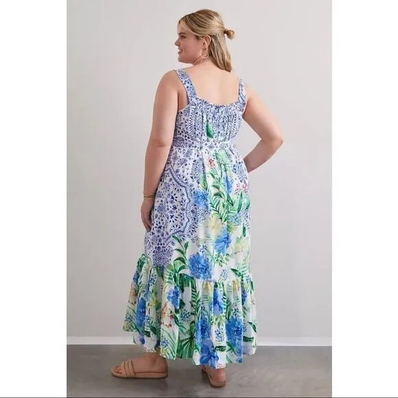 NEW Anthropologie Maeve Bouquet Flounced Maxi Dress X-Small &amp; Small &amp; Medium