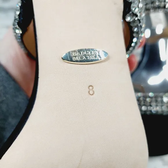 NEW Badgley Mischka Sade Black Rhinestone Heeled Summer Sandals A980