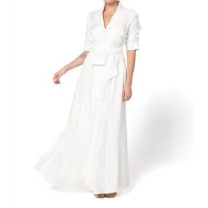 NEW BARUNI amara shimmery collar maxi dress in white
