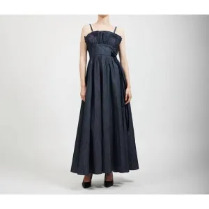 NEW BATSHEVA bow amara dress in grey denim