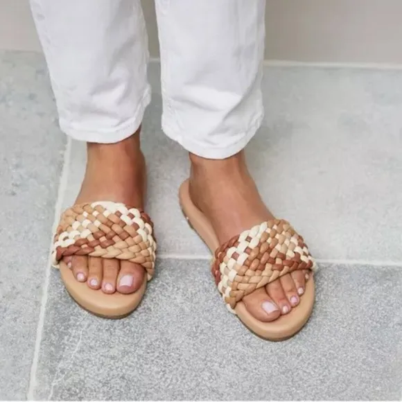 New BEEK Leather Baza Woven Sandals in Beach