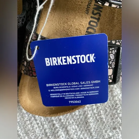 New Birkenstock Arizona Birko Flor Sandals- Metallic Stones Black