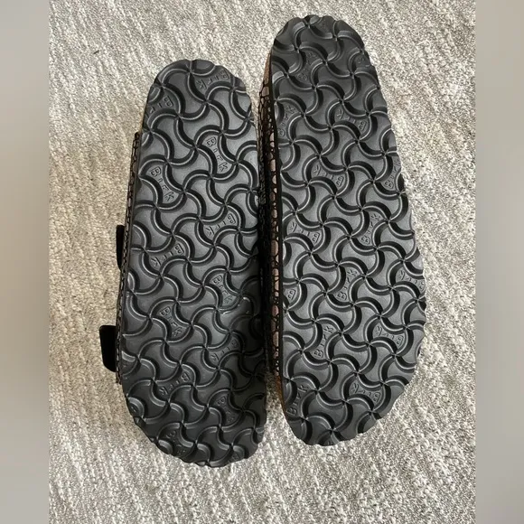 New Birkenstock Arizona Birko Flor Sandals- Metallic Stones Black
