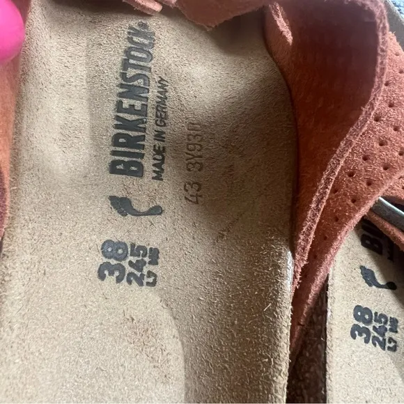 NEW Birkenstock Arizona Embossed Sandals - Suede Burnt Orange Unisex Size 38 NWT