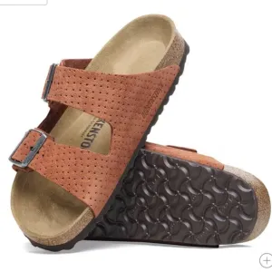 NEW Birkenstock Arizona Embossed Sandals - Suede Burnt Orange Unisex Size 38 NWT