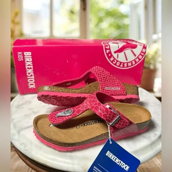 NEW • Birkenstock • Gizeh Magic Snake Pink Slip-on Sandals EU 30