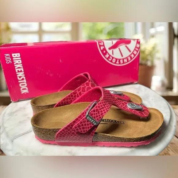 NEW • Birkenstock • Gizeh Magic Snake Pink Slip-on Sandals EU 30