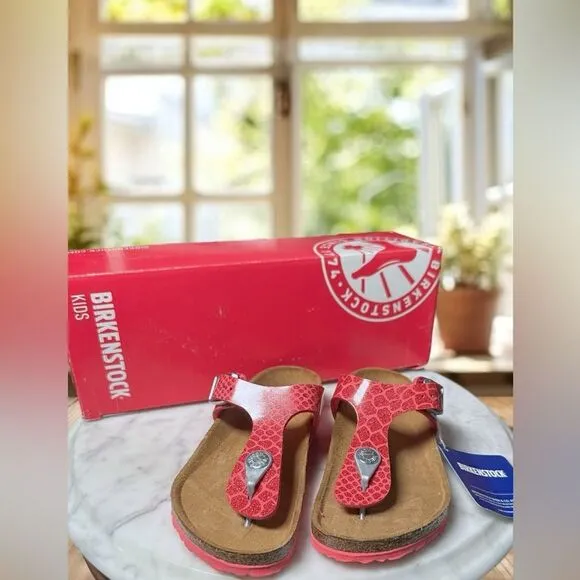 NEW • Birkenstock • Gizeh Magic Snake Pink Slip-on Sandals EU 30
