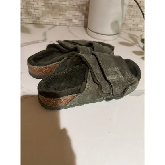 NEW Birkenstock Kyoto Shearling Sandals Size EU 40 US 9 Olive Green