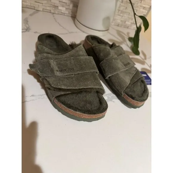 NEW Birkenstock Kyoto Shearling Sandals Size EU 40 US 9 Olive Green