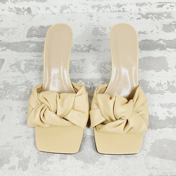 New By Far By Far Square-Toe Knot Slip-On Sandals F161