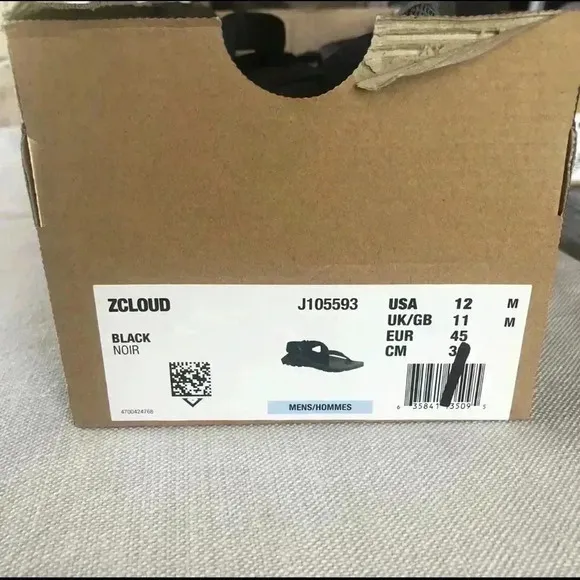 “New” Chaco Men's Z/Cloud Sandal - Solid Black - Size 12 (J105593) Hiking