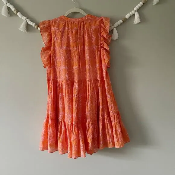 NEW Cinq a Sept Summer Waves Letitia Abstract Dress Pale Flamingo Orange Size 2