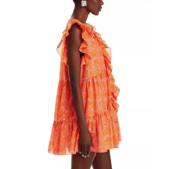 NEW Cinq a Sept Summer Waves Letitia Abstract Dress Pale Flamingo Orange Size 2