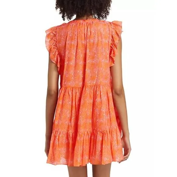 NEW Cinq a Sept Summer Waves Letitia Abstract Dress Pale Flamingo Orange Size 2