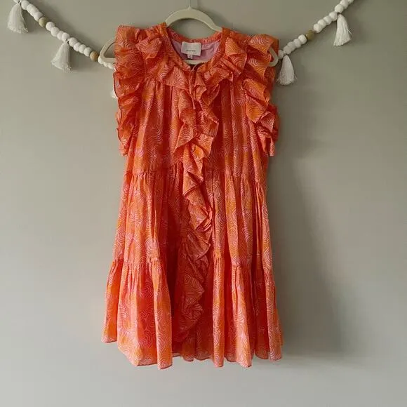 NEW Cinq a Sept Summer Waves Letitia Abstract Dress Pale Flamingo Orange Size 2
