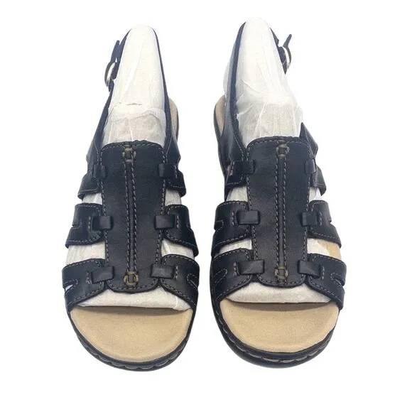 New Clarks Women's Lexi Marigold Low Heel Strappy Sandals 5.5 Black